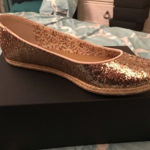 Gold glitter flat espadrille. Size 9.5